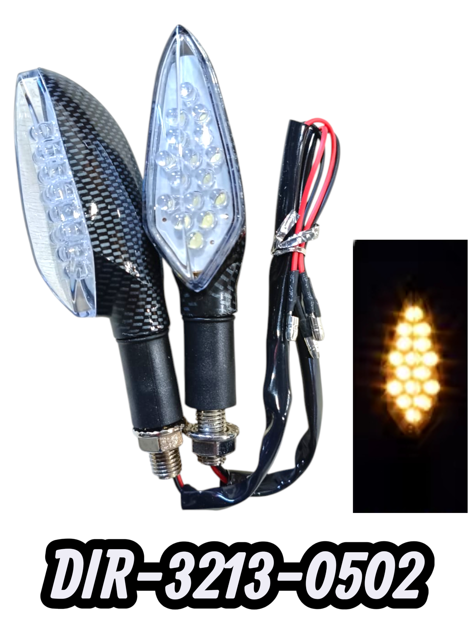 SEÑALERO LED FIBRA CARBON LUZ AMARILLA JGO