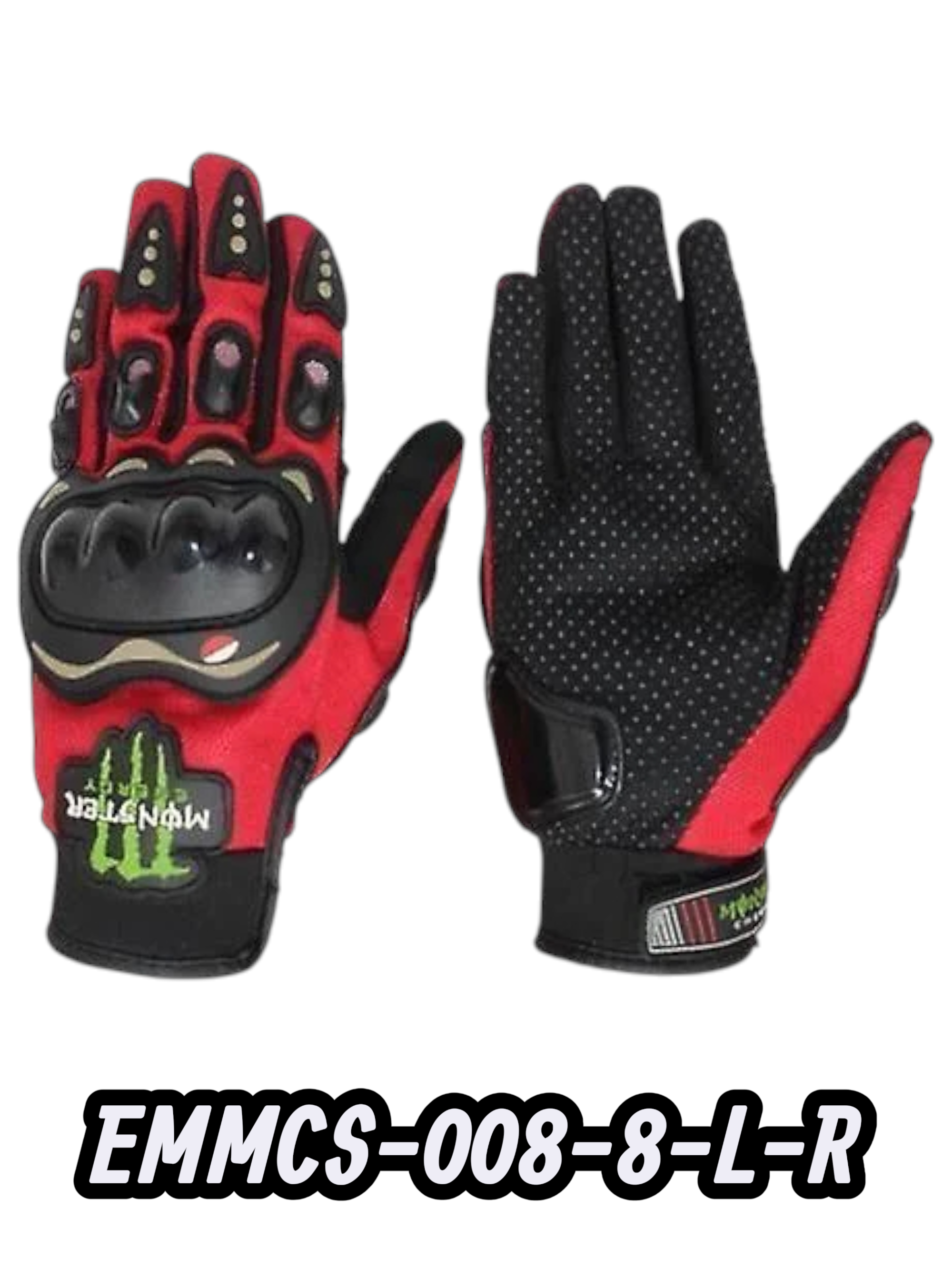 GUANTE MOTO RODA ROJO PROTEC PLASTIC   L