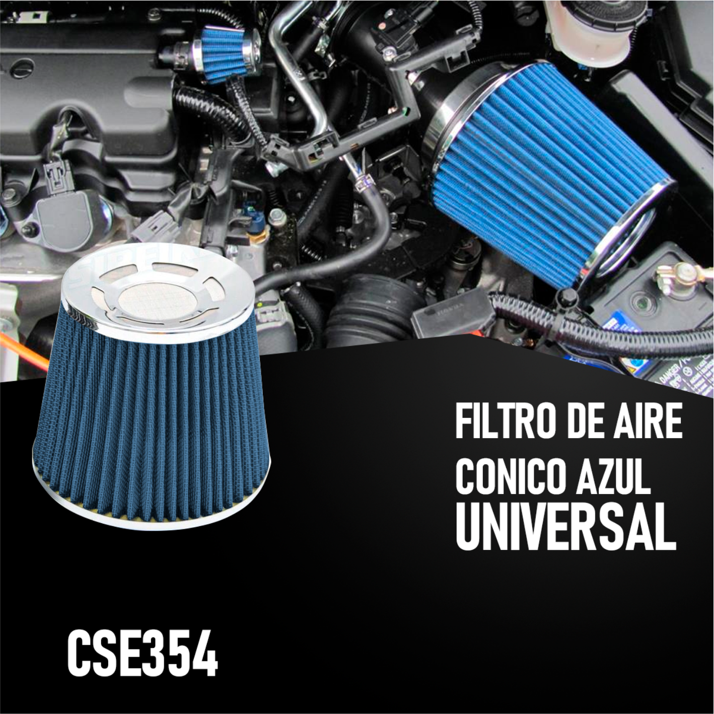 filtro de aire CONICO AZUL UNIVERSAL