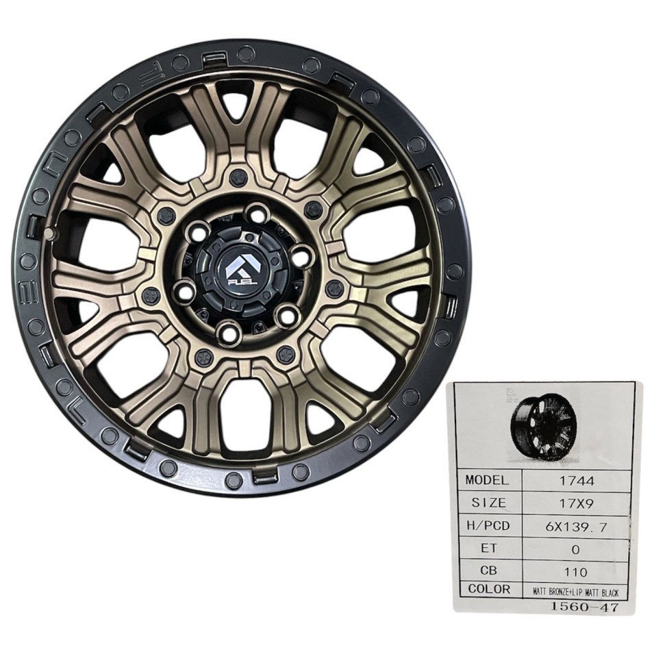 LLANTA ES1744 17X9 0 6X139.7 110 MATT BLACK MACHINED FACE+BRONZE