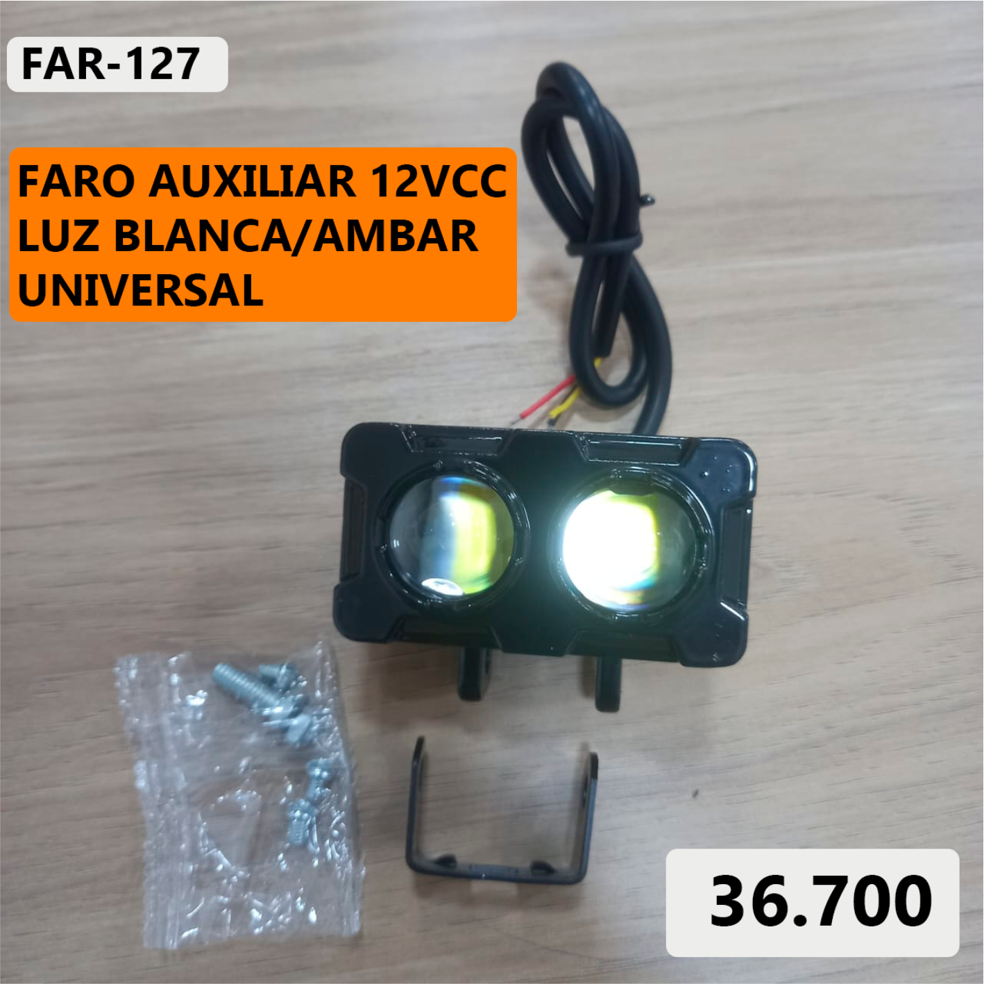 FARO AUXILIAR 12VCC LUZ BLANCA/AMBAR UNIVERSAL