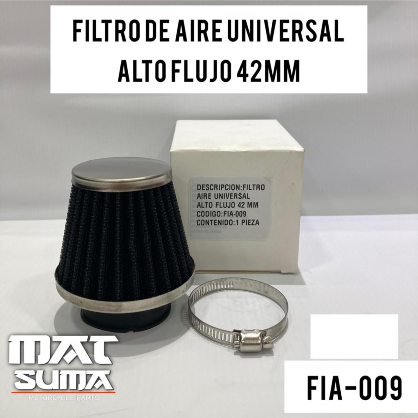 FILTRO AIRE UNIVERSAL ALTO FLUJO 42 mm