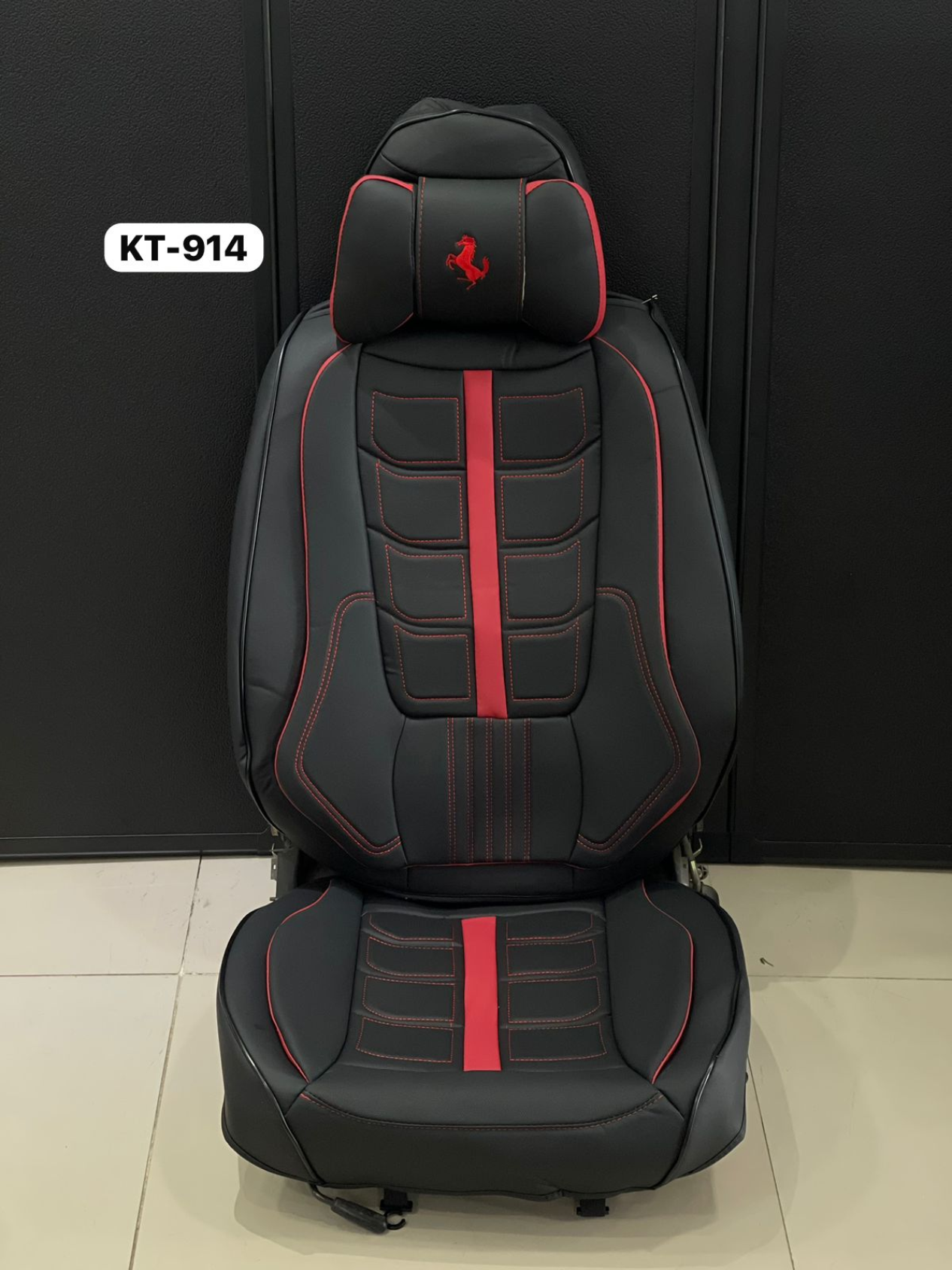 CUBRE ASIENTO FRANCIELY FULL BLACK/RED LINE