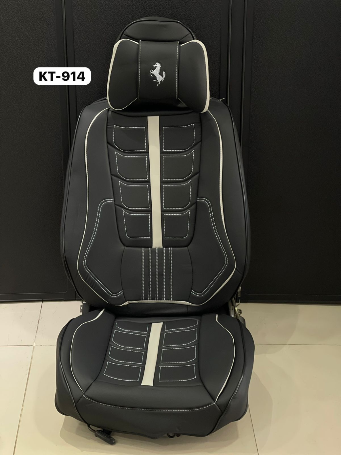 CUBRE ASIENTO FRANCIELY FULL BLACK/GREY LINE