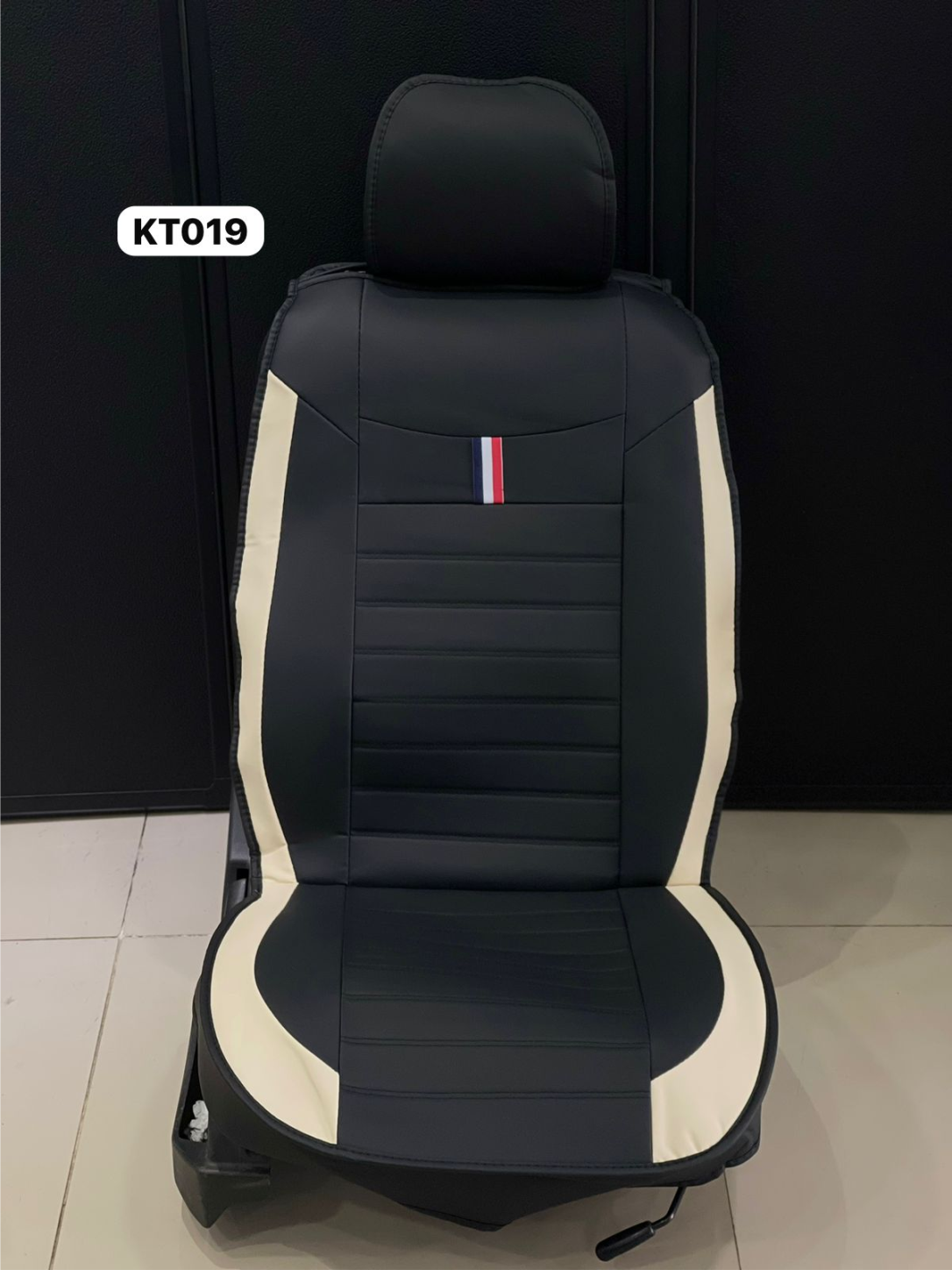 CUBRE ASIENTO FRANCIELY BLACK/GREY LINE 2pcs