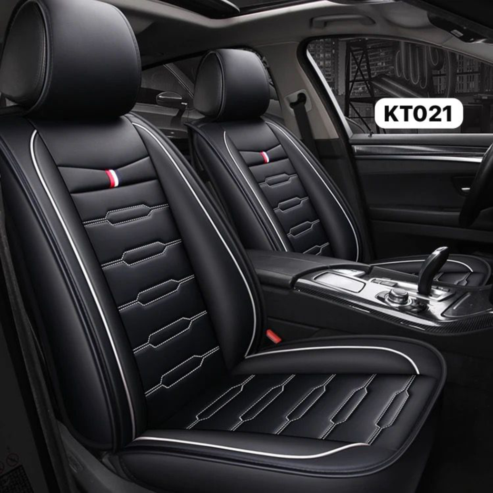 CUBRE ASIENTO FRANCIELY BLACK/GREY LINE