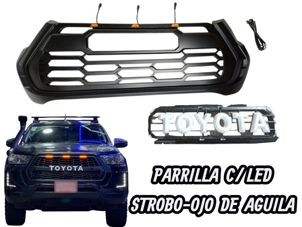 PARRILLA FRONTAL C/LED STROBO HILUX  BLACK