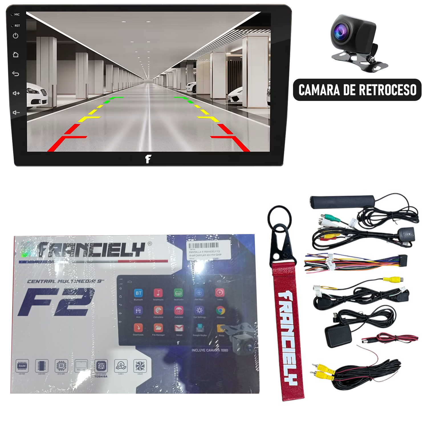 PANTALLA 9 FRANCIELY F2 4+64 CARPLAY AM/FM CHIP 4G + CAMARA